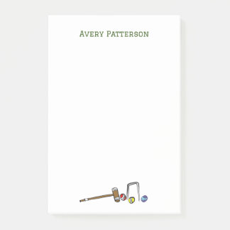 Cute Preppy Croquet Hand-Illustrated Boho Chic Post-it Block