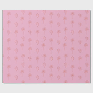 Cute Preppy Handflatan Träd och Cactus Retro Rosa Presentpapper