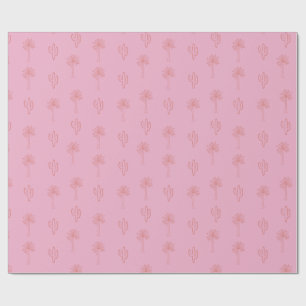 Cute Preppy Handflatan Träd och Cactus Retro Rosa Presentpapper