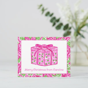 Cute Preppy-julens Rosa och Grönt Helg Vykort