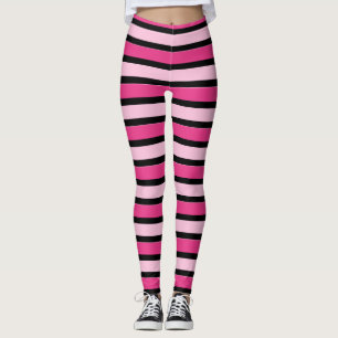 Cute Preppy Modern Rosa & Black Rand Leggings