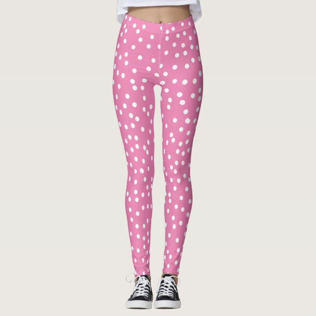 Cute & Preppy Polka dots på Rosa Leggings (Framsida)