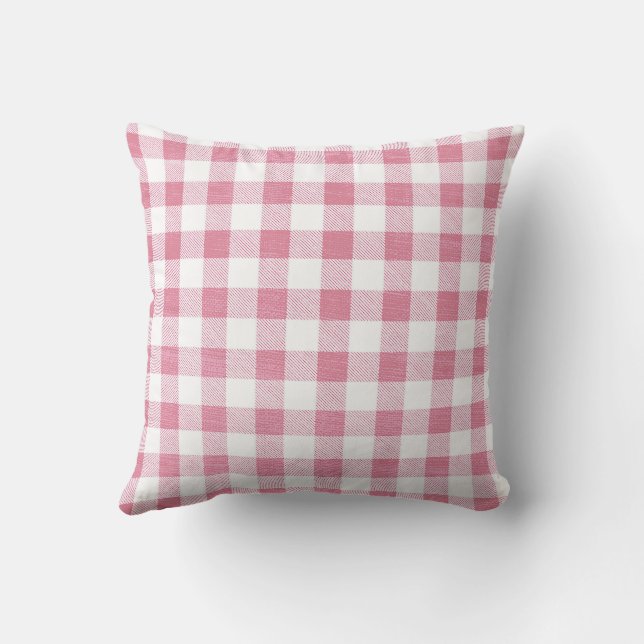 Cute Preppy Rosa Gingham Play Mönster Kudde (Baksida)