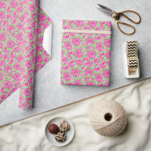 Cute Preppy-Rosan och Grönt Poinsettias Presentpapper
