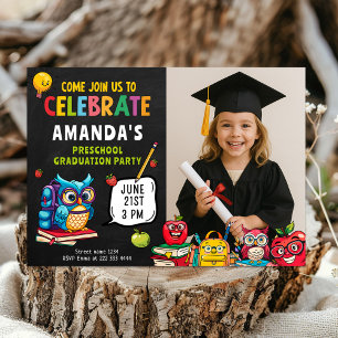 Cute Preschool Studenten Firande med foto Inbjudningar