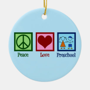 Cute Preschool Teacher Peace Kärlek Pre-K Julgransprydnad Keramik