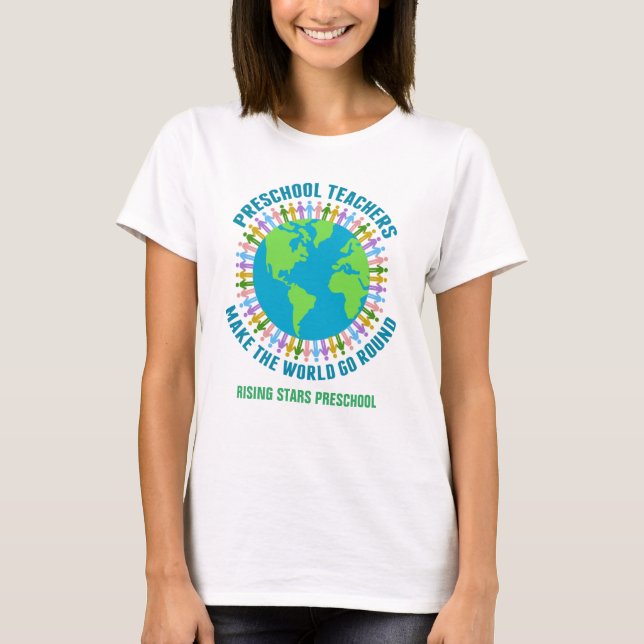 Cute Preschool Teacher World Anpassningsbar School T Shirt (Framsida)