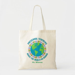 Cute Preschool Teacher World Anpassningsbar School Tygkasse