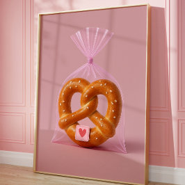 Cute Pretzel Art Print, Mysigt köksvägg för bakver Poster