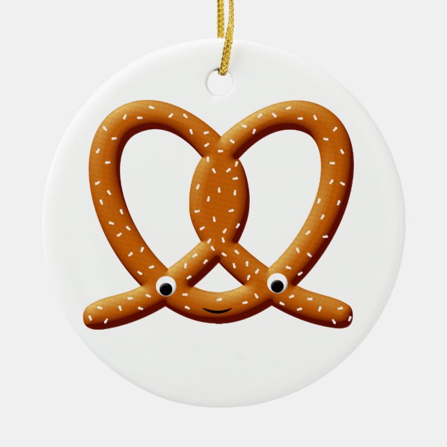 Cute Pretzel Teckning-utskrifter Julgransprydnad Keramik (Framsidan)