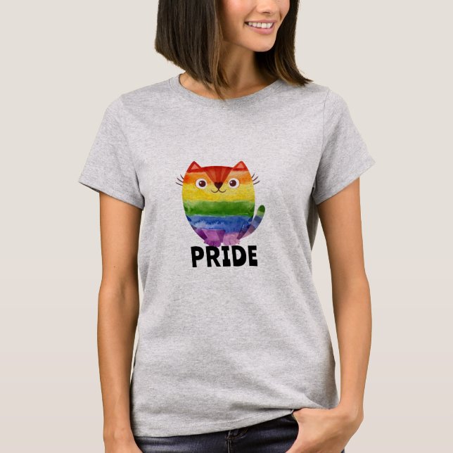 Cute Pride Kattunge Watercolor T Shirt (Framsida)