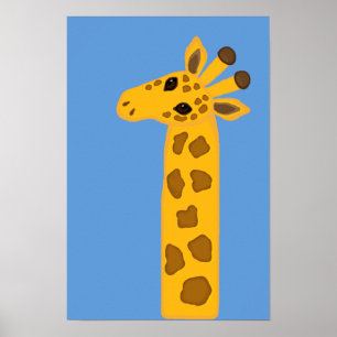 Cute Primitive Baby Giraffe Simple Safari Animal Poster