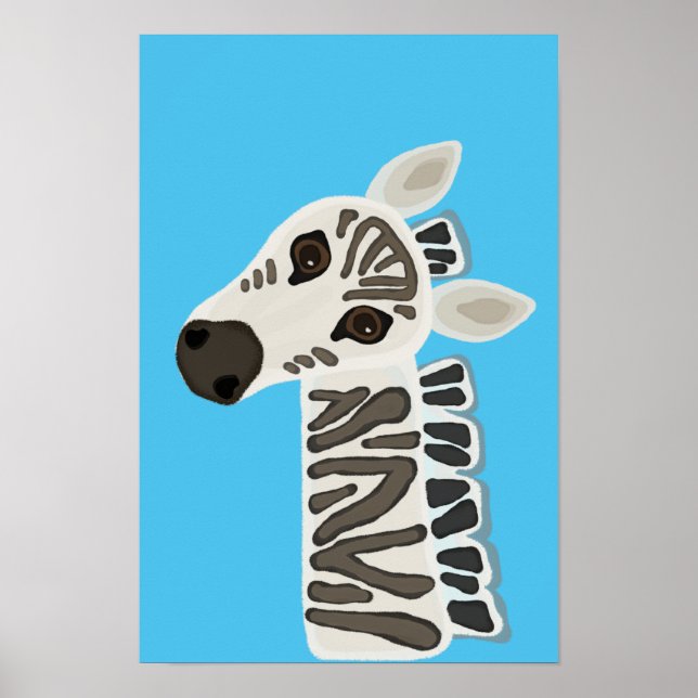 Cute Primitive Baby Zebra Tecknad Safari Animal Poster (Framsidan)