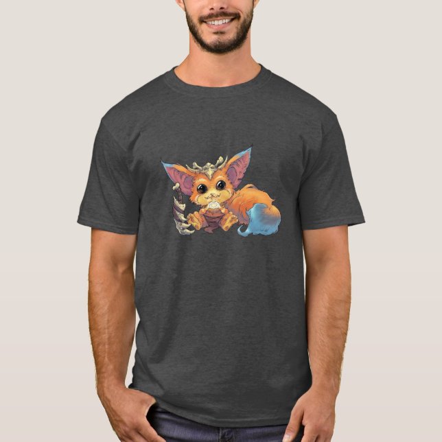 Cute Primitive Fox Warrior T Shirt (Framsida)