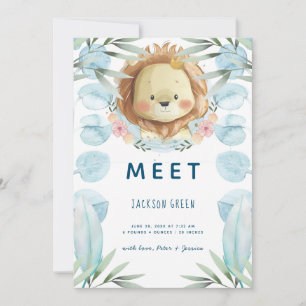 Cute Prince Lejon Illustration Photo Collage Birth Meddelande