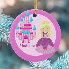 Cute Princess Blonde Girl Anpassningsbar Kids jul Julgransprydnad Keramik