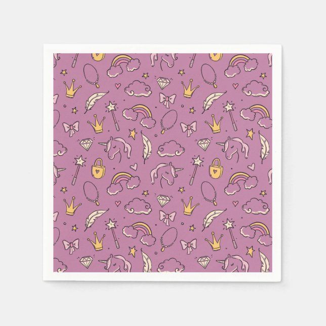 Cute Princess Castle Girl Födelsedagsfest Pappersservett (Framsidan)