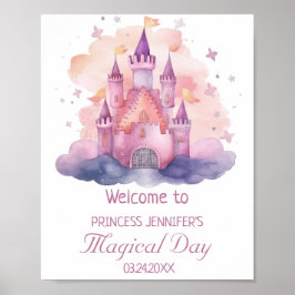 Cute Princess Castle Girl Födelsedagsfest Poster