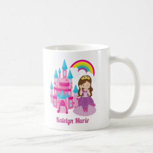 Cute Princess Castle Kids Rosa Personlig Kaffemugg