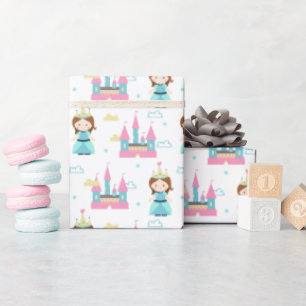 Cute Princess Castle Rosa Blue Girl Presentpapper