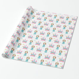 Cute Princess Castle Rosa Blue Girl Presentpapper