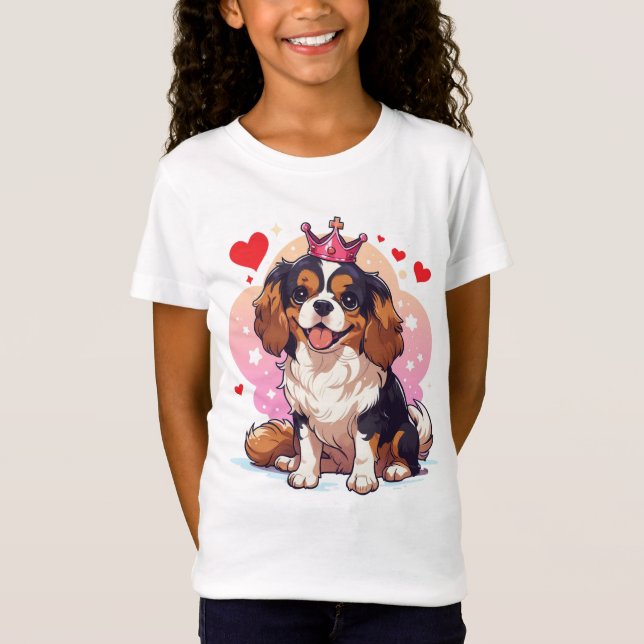 Cute Princess Cavalier Kung Charles med krona T Shirt (Framsida)