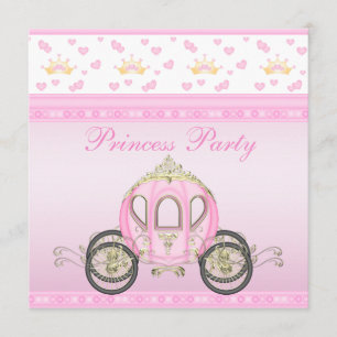 Cute Princess Coach Rosa Födelsedagsfest Inbjudningar