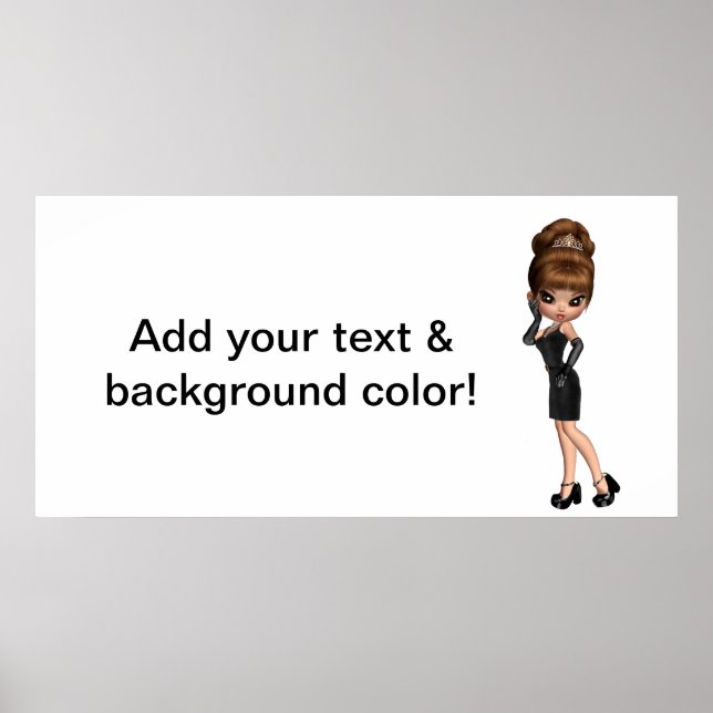 Cute Princess Diva Party Banner Poster (Framsidan)