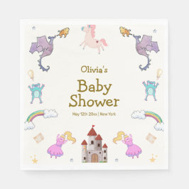 Cute Princess Dragon Unicorn Baby Shower Pappersservett