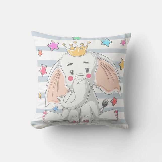 Cute Princess Elephant Kudde (Framsida)