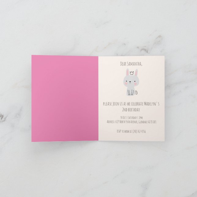 Cute Princess Födelsedagsfest Inbjudan (Inuti)