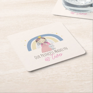 Cute Princess Födelsedagsfest Underlägg Papper Kvadrat
