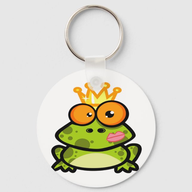 Cute Princess Frog med Golden Krona Nyckelring (Framsida)