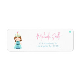 Cute Princess Girl Birthday Returadress Returadress Etikett