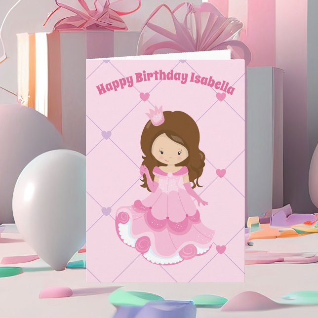 Cute Princess Girl Rosa Anpassningsbar Kids Gratti Kort (Skapare uppladdad)