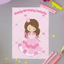 Cute Princess Girl Rosa Kids Anpassningsbar Gratti