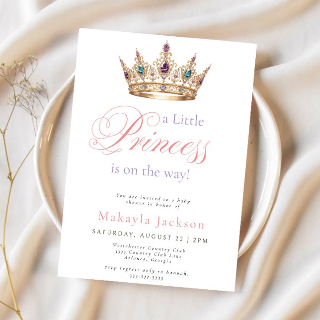 Cute Princess Gold Crown Baby Shower Inbjudningar (Skapare uppladdad)