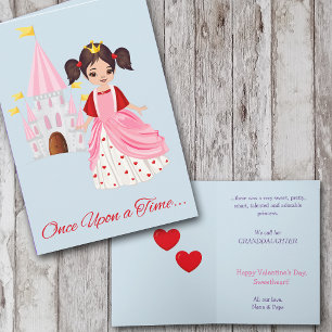 Cute Princess Granddotter Valentine Brunette Helgkort