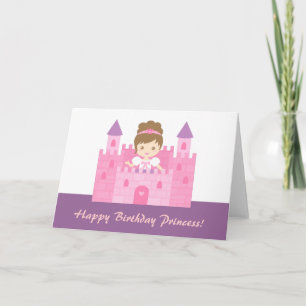 Cute Princess i Castle Girl Grattis på födelsedage Kort