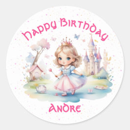 Cute princess i Whimsical Wonderland Runt Klistermärke
