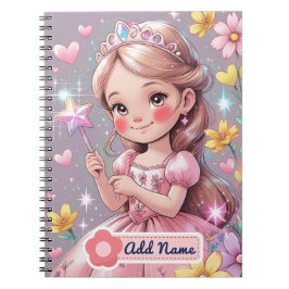 Cute Princess Notebook | Redigerbart Namn Anteckningsbok
