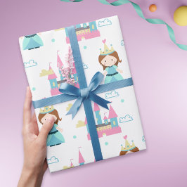 Cute Princess och Castle Rosa and Blue Presentpapper