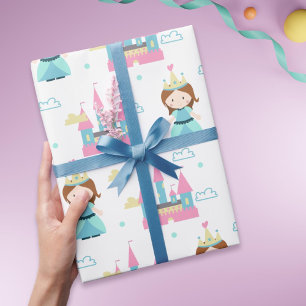 Cute Princess och Castle Rosa and Blue Presentpapper