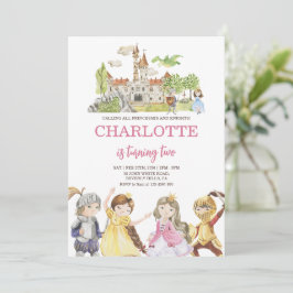 Cute Princess och Knight Birthday Inbjudningar