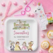 Cute Princess och Knight Birthday Square