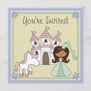 Cute Princess och Unicorn Birthday bjudande Inbjudningar