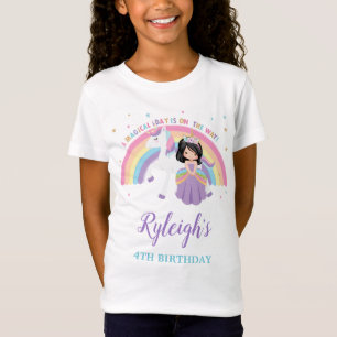Cute Princess och Unicorn Rainbow Birthday Outfit T Shirt