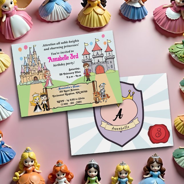 Cute Princess & Prince Fairytale Castle Birthday Inbjudningar (Skapare uppladdad)