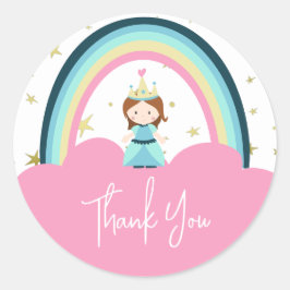 Cute Princess Rainbow Tack Runt Klistermärke