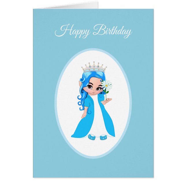 Cute Princess, som har tryckt i Light Blue Birthda Hälsningskort (Framsidan)